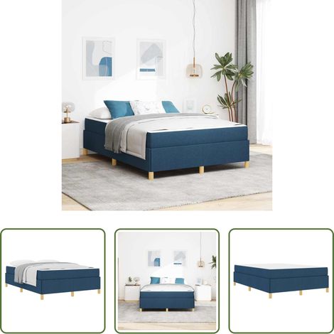 vidaXL Stoffbett - Bettrahmen mit Matratze Blau 140 x 190 cm Stoff (1/5)