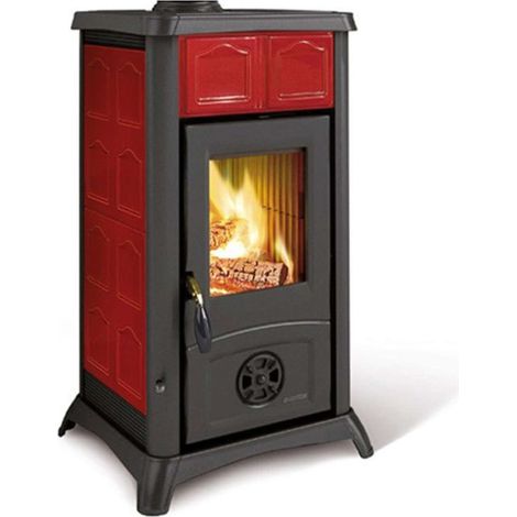 Stufa A Legna Ceramica Gemma Bordeaux