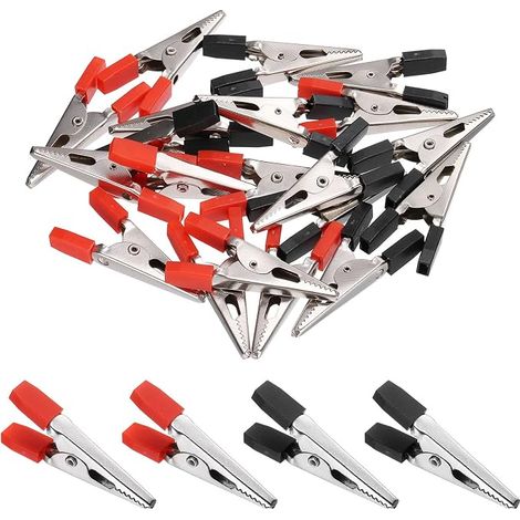 10Pcs Pinces Alligator 46mm Grandes Pinces Électriques Rouge/Noir (1/5)