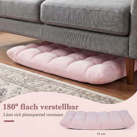 Folding Floor Chair, Adjustable Backrest, Light Pink (1/5)