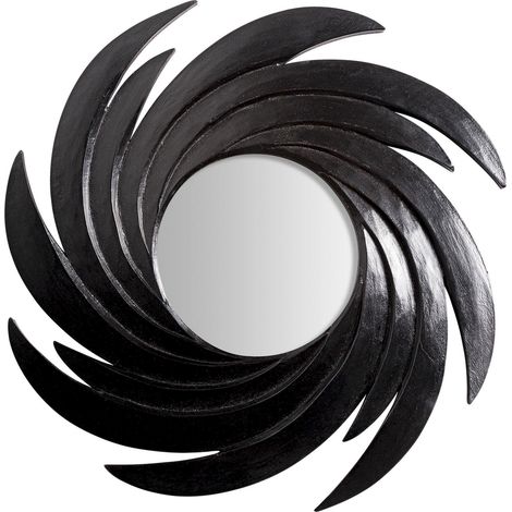 Miroir mural noir en bois d'acacia style art déco élégant - Noir bois naturel (1/2)