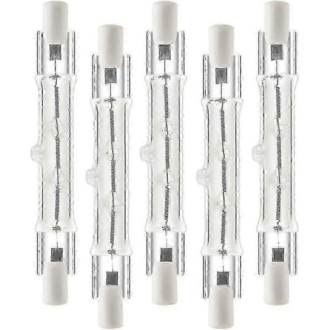 Lot de 5 ampoules halogènes R7s 118 mm 300 W 230 V à intensité variable pour éclairage linéaire de chantier (1/5)