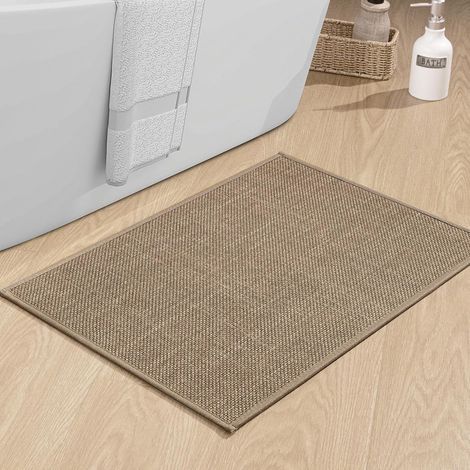 1 Tapis de bain, antidérapant, lin, caoutchouc, absorption eau, salle de bain (1/5)