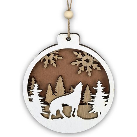 Ornement En Bois - Figurine Animal De Forêt Sculptée À La Main - Décoration De Sapin De Noël - Lot De 1 Pièce (1/4)