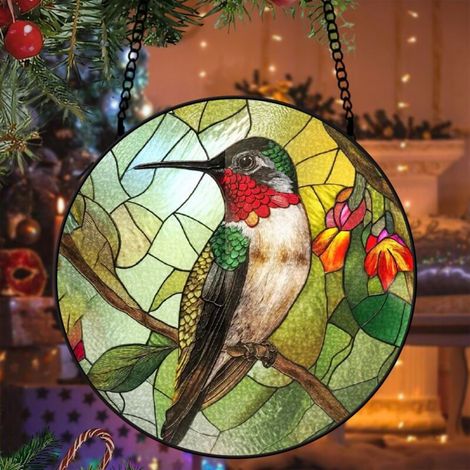 Décoration colibri vitrail attrape-soleil 12,5 cm suspension fenêtre élégante cadeau maison (1/5)