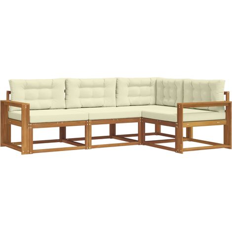 Outdoor Sofa Set with Cushion 4 pcs Natural and Cream vidaXL (1/5)