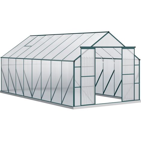 Serre de jardin, en métal, 244 x 500 x 216cm, pour jardin et terrasse, métal et aluminium, verte, pare-vent, format pratique