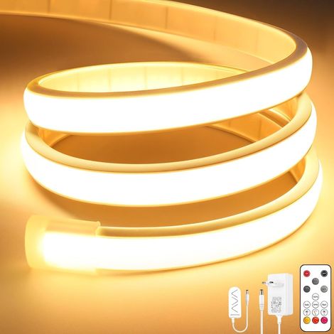 Ruban LED COB, Blanc chaud 3M Bandeau Led avec télécommande, 3000K, Largeur 10mm, Dimmable, Silicone, Découpable, IP65 étanche, Flexible, 24V Néon Strip pour Décoration maison, Cuisine, Chambre (1/5)