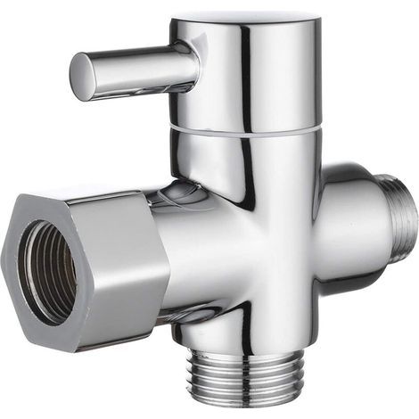 Solid Brass 3 Way Valve 3/8-12/17 T Adapter Diverter Valve for Replacement Kitchen Bathroom Shower System Chrome (1/5)
