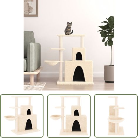 The Living Store Arbre à chat avec griffoirs en sisal Crème 83 cm - Arbre À Chat - Meuble Pour Chat - Tour Pour Chat - Griffoir - Chat (1/5)