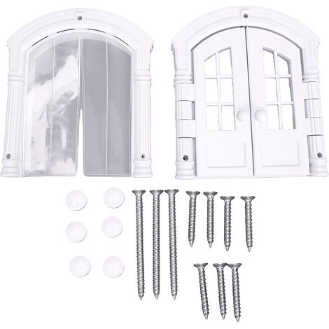 Porte pour chat polyvalente d'intérieur, blanc, trou élégant, ABS, confortable, facile à installer avec rideau (1/5)