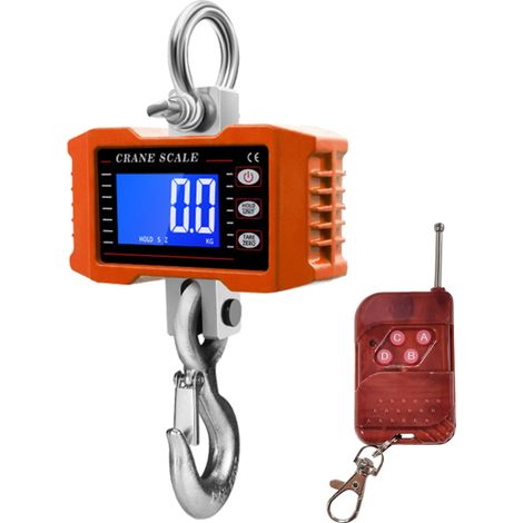 Balance suspendue télécommande 1000kg – LCD rétro, tare/remise zéro, chantier/déplacement (1/5)