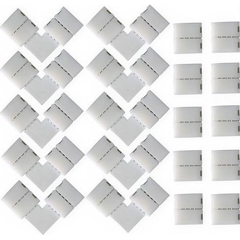 CYRILL - Confezione da 20 connettori per strisce luminose a forma di L a 4 pin, connettori per strisce luminose a 4 pin senza spazi vuoti per strisce LED SMD 5050 multicolori non impermeabili da 10 mm (1/5)