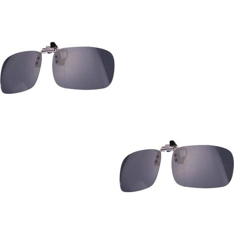 Clips Lunettes Vision Nocturne Relevables Blanc Miroir Grand Format, Lot de 2 (1/5)