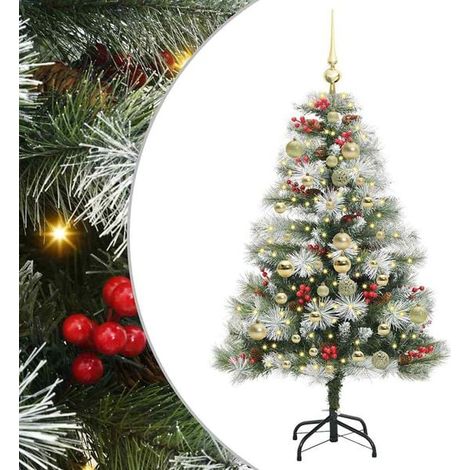 Sapin de Noël artificiel, vert et blanc, 150 cm (1/5)
