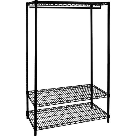 Porta abiti con piani "Cromo nero opaco Lux" in acciaio cromato