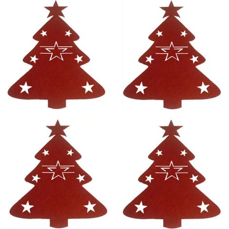 12 Pièces Porte-Couverts Sapin De Noël Titulaire D'Couverts Poche Coutellerie Sac De Vaisselle Décoration De Table Noël
