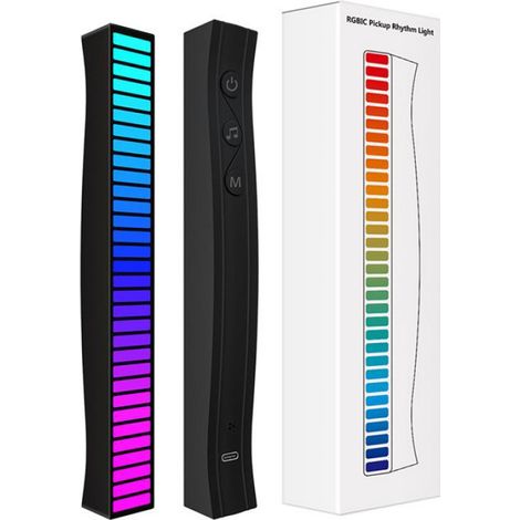 Barre lumineuse LED réactive au son Barre Lumineuse Réactive Sonore Multicolore, Bande Lumineuse à Rythme deco decorative (1/5)