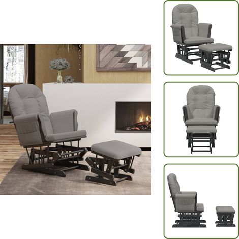 Schaukelsessel mit Hocker Gleitend Hellgrau Stoff - Schaukelsessel - Relaxsessel - Glider Stuhl - Beistelltisch - Wickelstuhl (1/5)