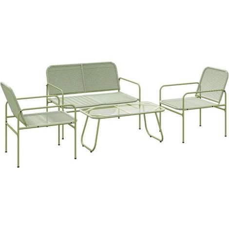 Ensemble de Salon de Jardin en Résine Tressée 4 Places avec Canapé, Chaises et Table en Verre Trempé - Mobilier Extérieur Durable (1/5)