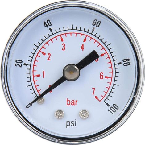 Connexion arrière du manomètre - Manomètre mécanique 1/8 BSPT Manomètre pour air huile eau 1/8 pouce BSPT connexion arrière(0-100psi,0-7bar) (1/5)