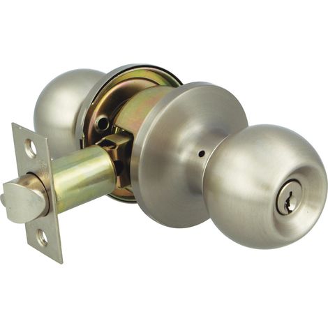 Poignée de Porte Entrée en Laiton Système Sécurisé Anti-Carte Design Classique et Élégant Compatible Portes 35-45 mm, Chromé Mat, Standard, Laiton (1/5)