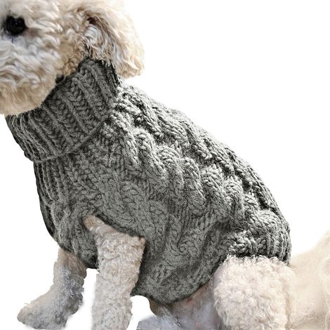 Pull Pour Chien - Tricot En Laine - Pour Chiens De Taille Petite Et Moyenne - Hiver Et Froid - Modèle Sans Manches - Gris Clair - Taille L (1/5)