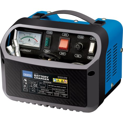 DRAPER BATTERY CHARGER 16-20 AMP 12V 24V CAR VAN VEHICLE BOOSTER 90-250AH 52985