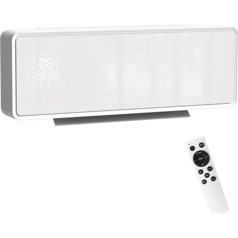 Radiateur céramique mural 1000/2000W, appareil de chauffage électrique avec ventilateur, thermostat et minuterie, blanc, 50×18.6×12.9 cm (1/5)