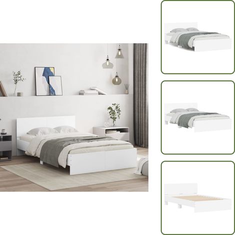 The Living Store Cadre de lit sans matelas blanc 120x190 cm - Cadre De Lit - Lit Double - Lit Blanc - Meuble Chambre - Literie (1/5)