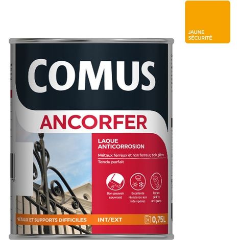 ANCORFER BRILLANT 0.75L Jaune sécurité - Peinture-laque antirouille pour métaux et supports - COMUS (1/3)
