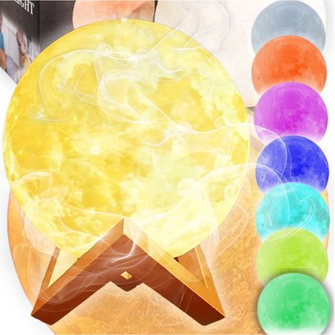 Humidificador de vapor con lámpara de luna, difusor ionizador, 8 colores, USB (1/5)