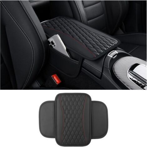 Coussin d'Accoudoir Voiture,Coussin Accoudoir en Microfibre Cuir avec 2 Poches de Rangement Voiture,Accessoire Voiture Interieur Housse Accoudoir Voiture pour La Plupart des Véhicules (Noir) (1/4)