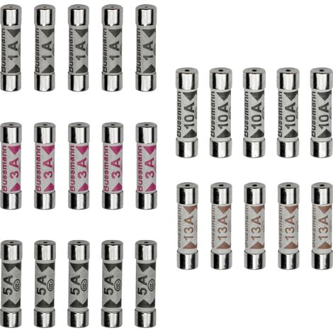 0.5 x 25 mm BS1362 Ceramic Tube Fuse Set of 5 Values 25pcs 1a / 3A / 5A / 10A / 13A amp 240V Volt (1/5)