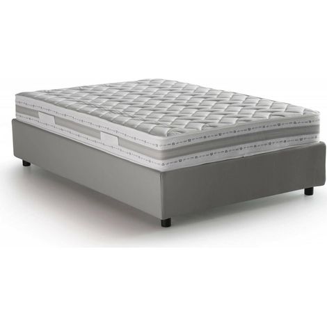Talamo Italia Letto piazza e mezza Chiara, Letto contenitore con rivestimento in tessuto, 100% Made in Italy, Apertura frontale, con materasso Cm 120x190 incluso, Grigio, con imballo rinforzato