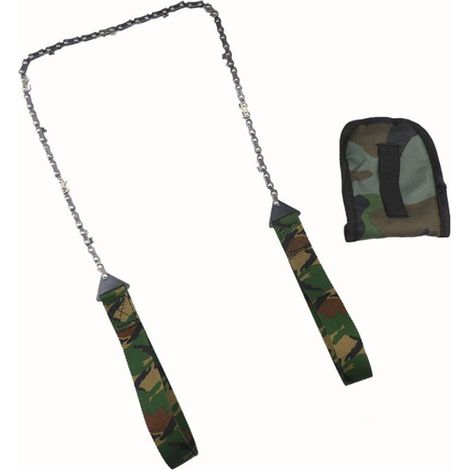 Plus de puissance avec une tronçonneuse à main en acier au carbone, étui de ceinture inclus - Scie de jardin de survie haut de gamme pour le camping, le jardin et les activités de plein air (Camouflag (1/5)