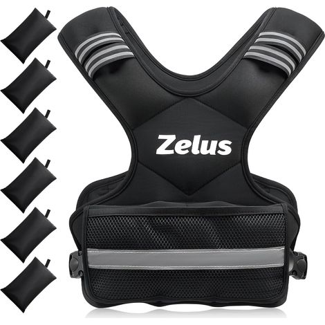 Gilet Lesté 5kg/10kg/15kg/20kg Barre de Poids Réglable Veste Lestée de Course Entraînement pour Hommes Femmes Musculation Exercice Sports Gym Fitness Intérieur Extérieur, Noir (1/5)