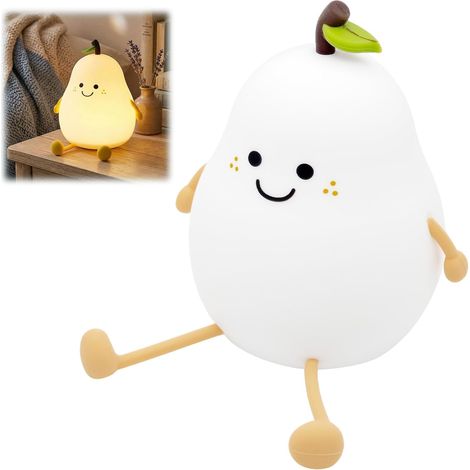 Veilleuse poire LED tactile silicone lampe enfants rechargeable 7 couleurs (1/5)