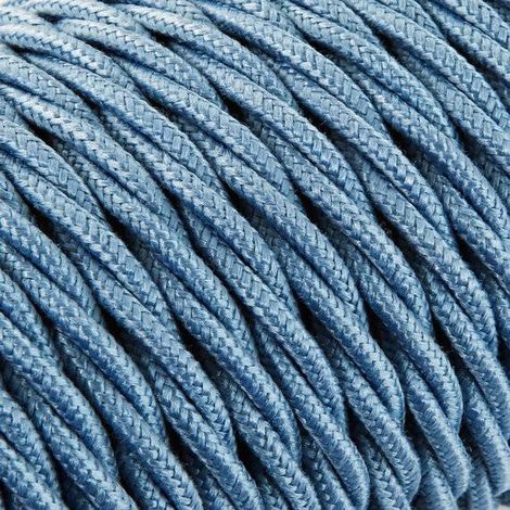 Câble Electrique Bleu en Textile Torsadé 3x0.75mm² - Fil Electrique Tissu