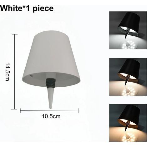 (1 lampe blanche 3 couleurs en 1) AITHEA Lampe LED sans fil rechargeable pour bouteilles de vin, vases, veilleuse tactile pour la décoration de cafés, bars, clubs et restaurants (1/5)