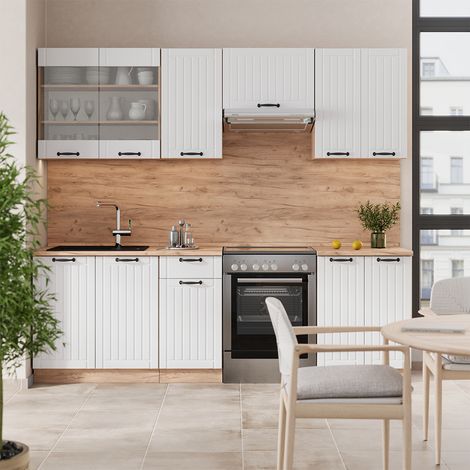 Cuisine Fame-Line, Blanc campagne, 240cm , PT Chêne, Vicco (1/5)