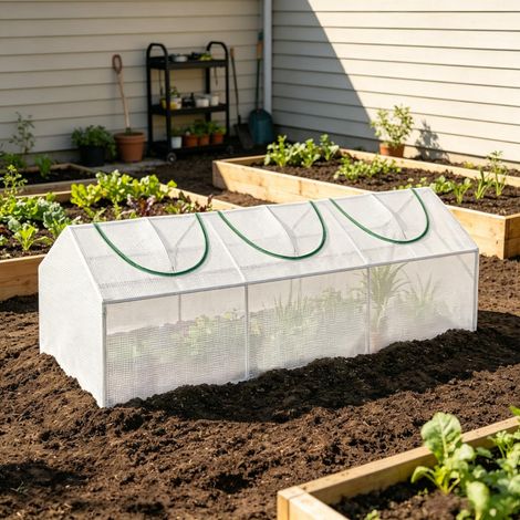 Mini serre 180x60x60 cm, structure acier, protection UV, pour balcon, terrasse & petits jardins (1/5)
