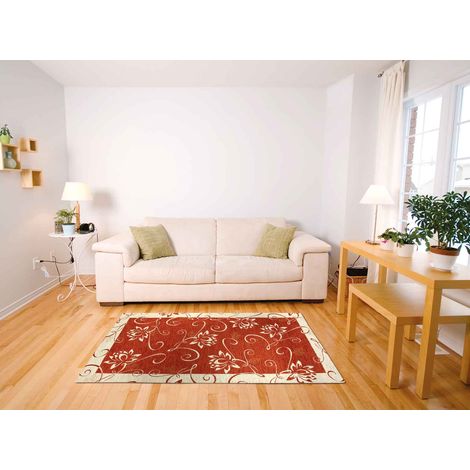 Tappeto Arredo Moderno Morbido in Ciniglia Ingresso Antiscivolo Prodotto Italiano Soggiorno Camera Salotto Disegni Piazzati Cotone Varie Misure Grande Ninfea Ruggine - 80x150Cm (1/5)