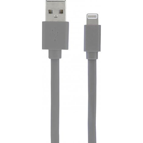 Câble MFI / USB-A plat pour iPhone iPad 1 m - gris (1/2)