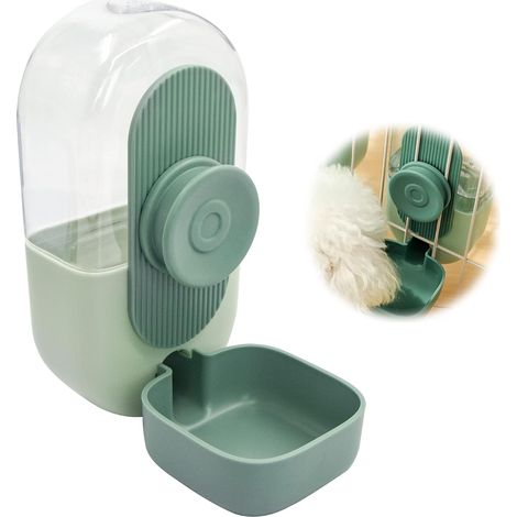 Automatic Dog Cat Water Dispenser - Hanging Water Bowl for Pets, Transparent Bucket 0.8L, Suitable for Small, Medium Animals, 20 x 15 x 10 cm, Mint Green (1/5)