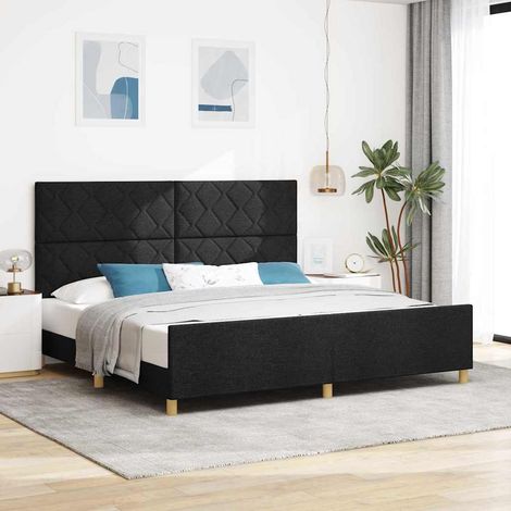 Struttura del letto con testiera Nero 200 x 200 cm Tessuto vidaXL (1/5)