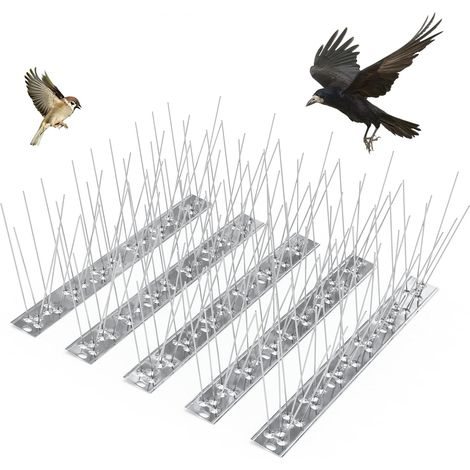Pics Anti-Pigeons en Acier Inoxydable – Base Métallique Robuste & Antirouille – Répulsif Oiseaux pour Balcon, Fenêtre et Toiture – Protection Efficace Contre Pigeons et Mouettes – 3m (1/5)