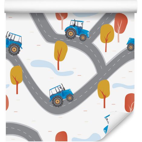 Papier peint « Tracteurs sur la route » pour salon et chambre 50x1000 cm (1/5)