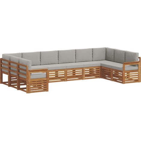 Conjunto de sofás de exterior 10 uds. Gris Natural y Claro vidaXL (1/5)