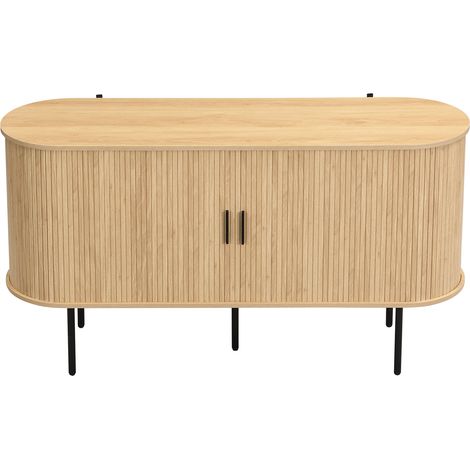 CAIziBuffet moderne en MDF avec portes à rideau coulissantes, poignées en aluminium et pieds en fer – Meuble de rangement polyvalent pour salon, salle à manger et intérieur moderne (1/5)